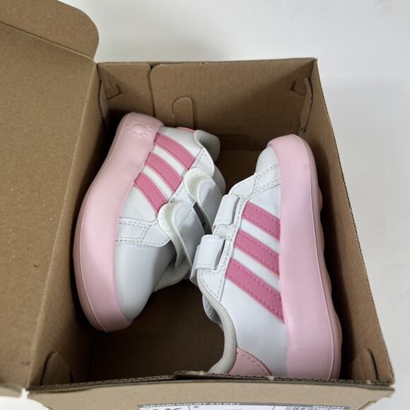 GRAND COURT 2.0 SHOES KIDS Size 6 Bubble Sole Pink White Leather - Picture 10 of 12